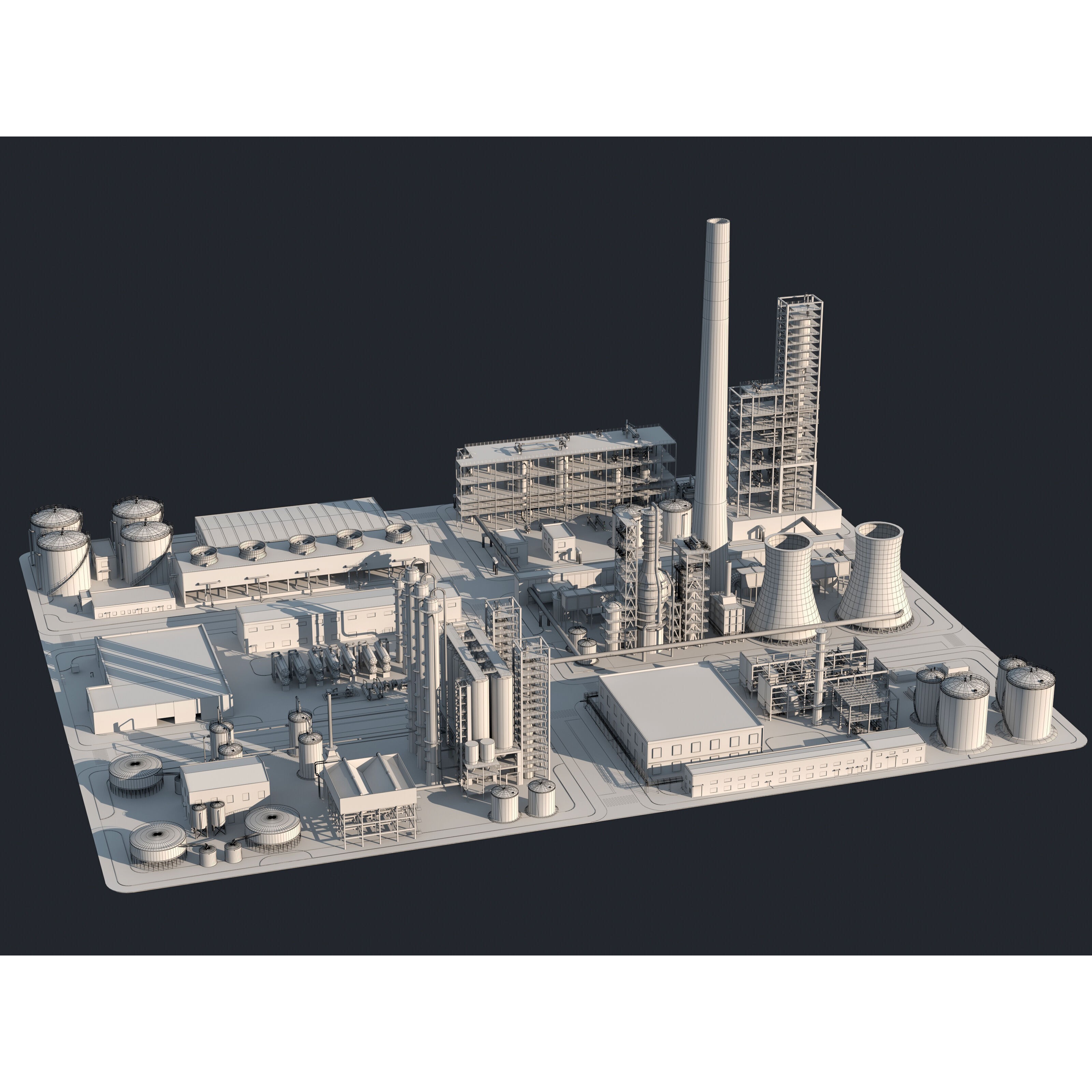 Huge Refinery - Game-Ready 3D Model - View 14
