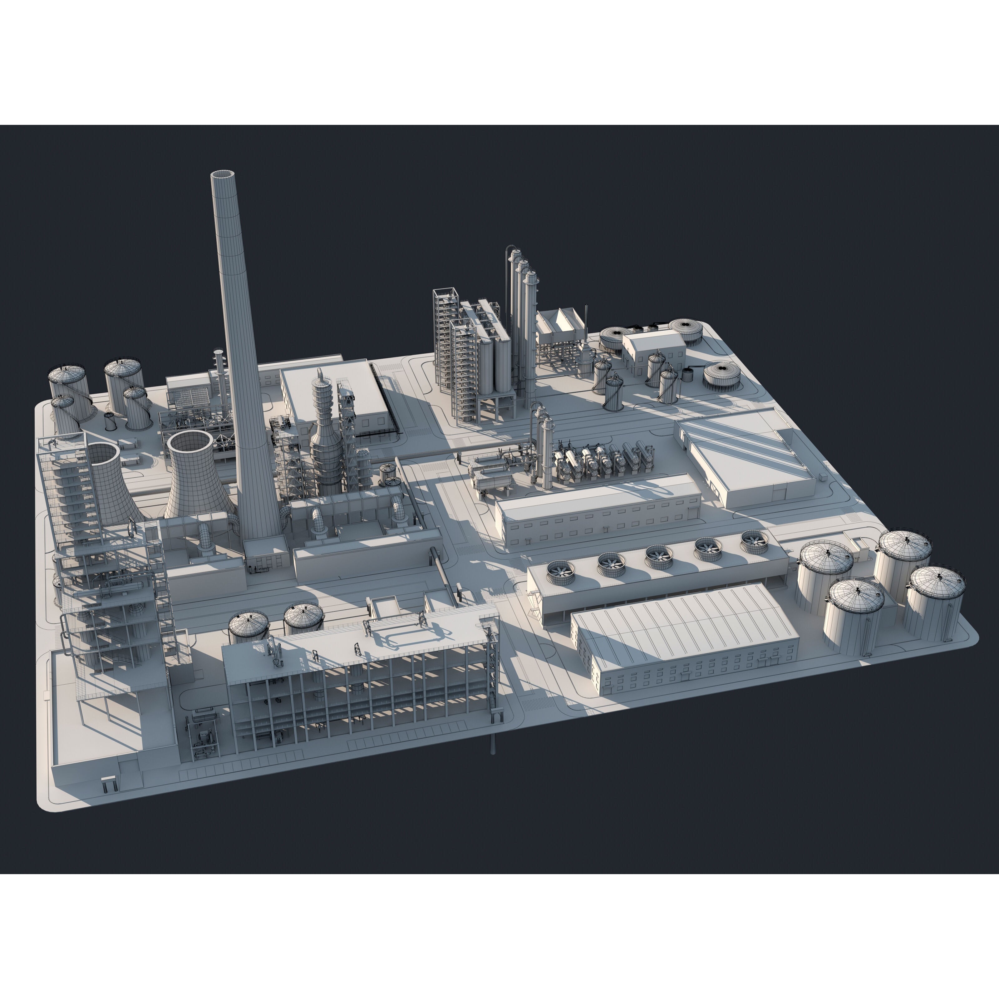 Huge Refinery - Game-Ready 3D Model - View 15