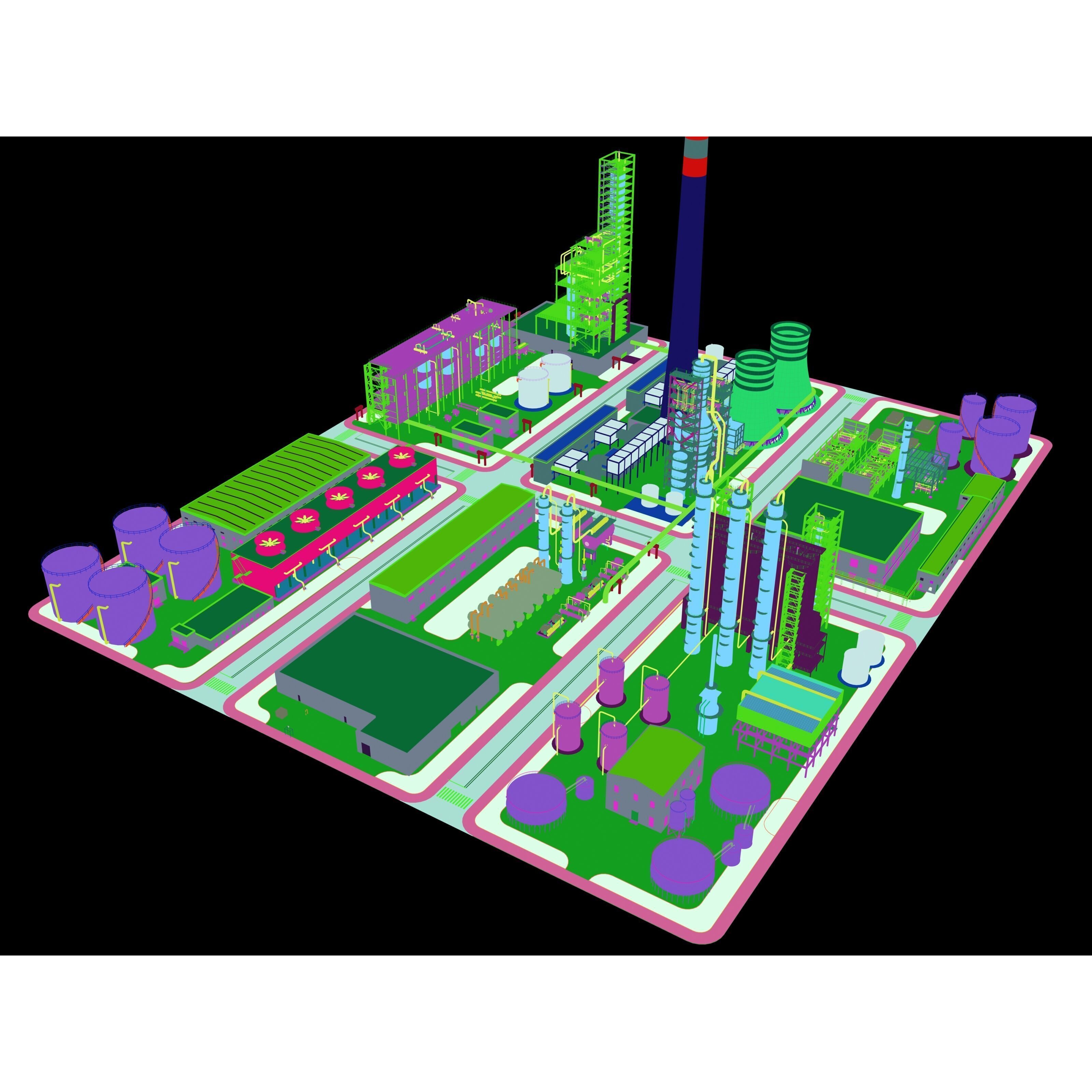 Huge Refinery - Game-Ready 3D Model - View 16