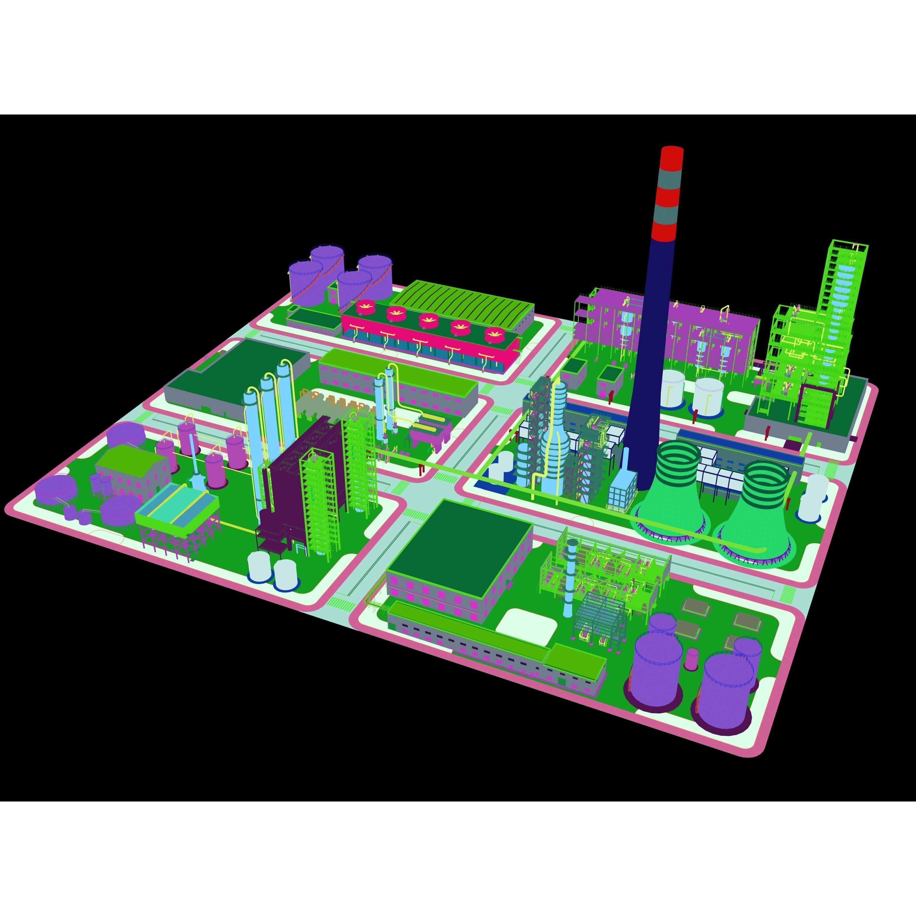 Huge Refinery - Game-Ready 3D Model - View 17