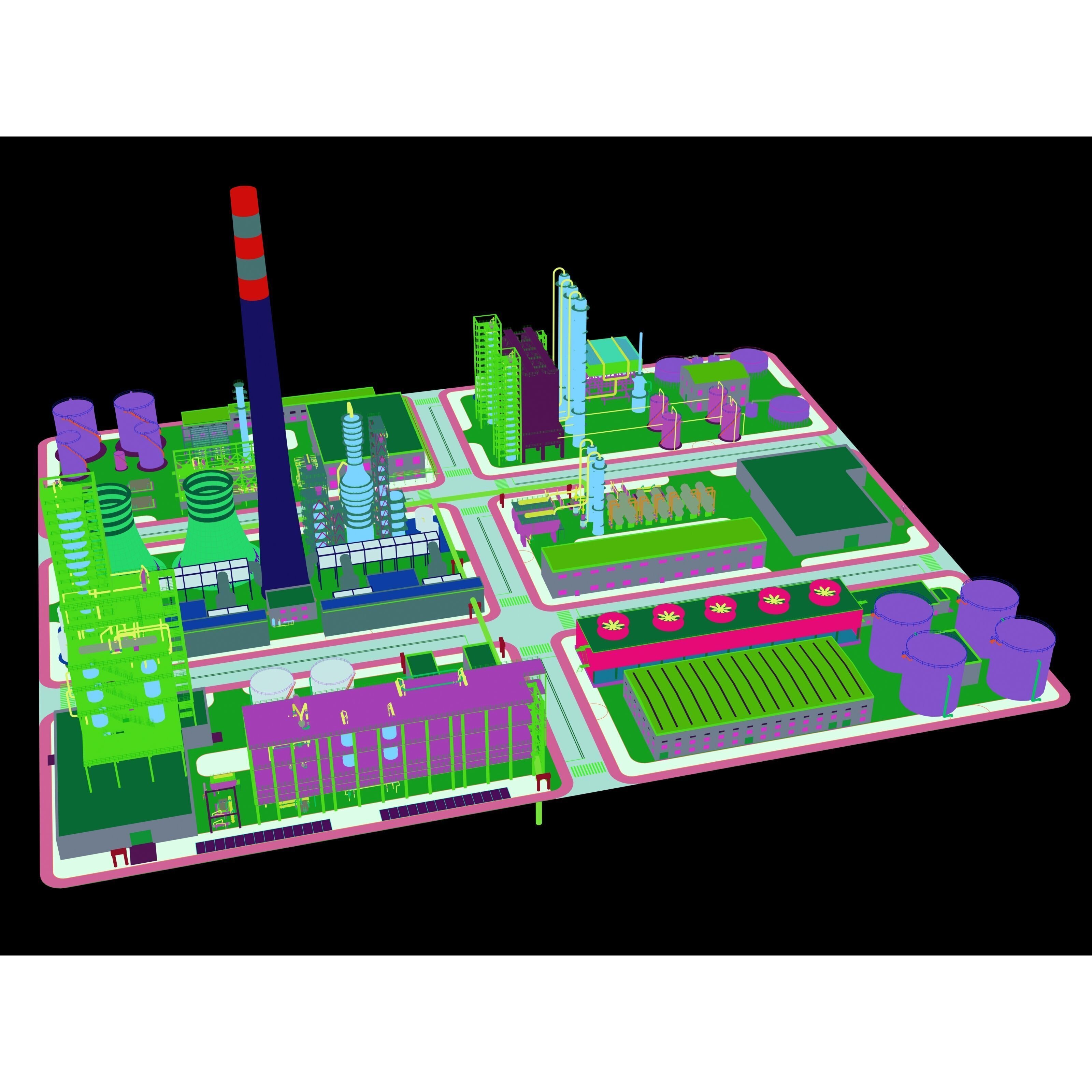 Huge Refinery - Game-Ready 3D Model - View 19