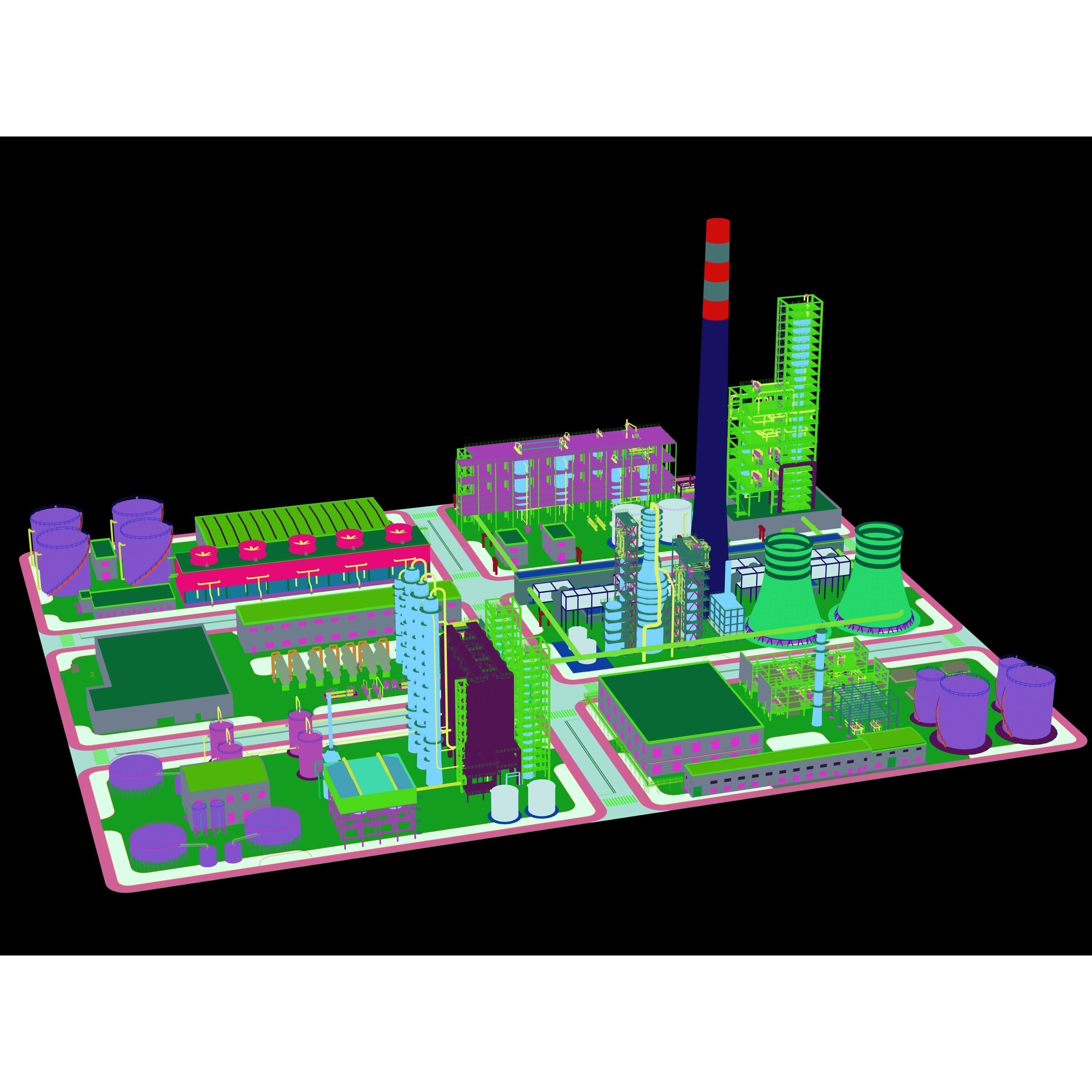 Huge Refinery - Game-Ready 3D Model - View 20