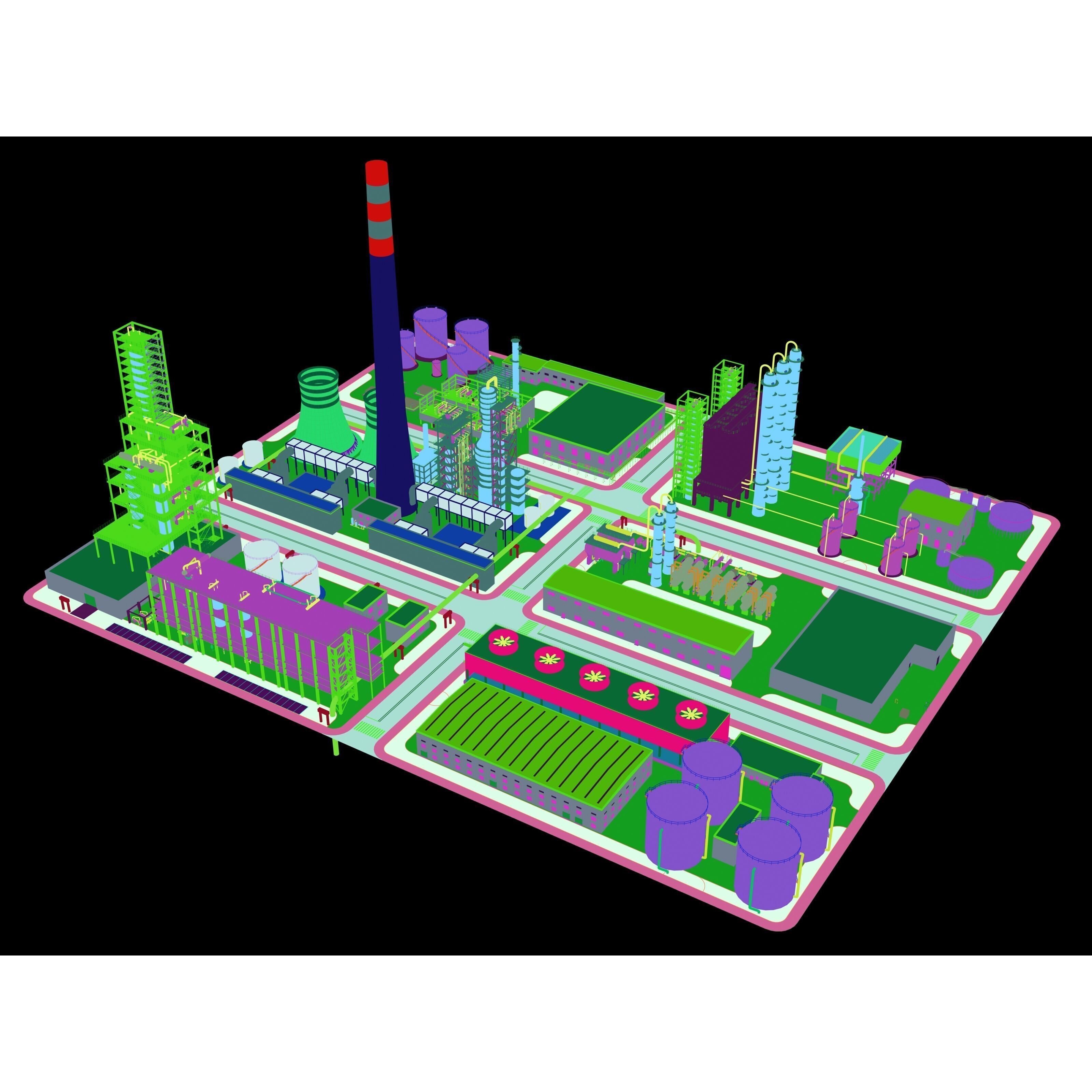 Huge Refinery - Game-Ready 3D Model - View 21