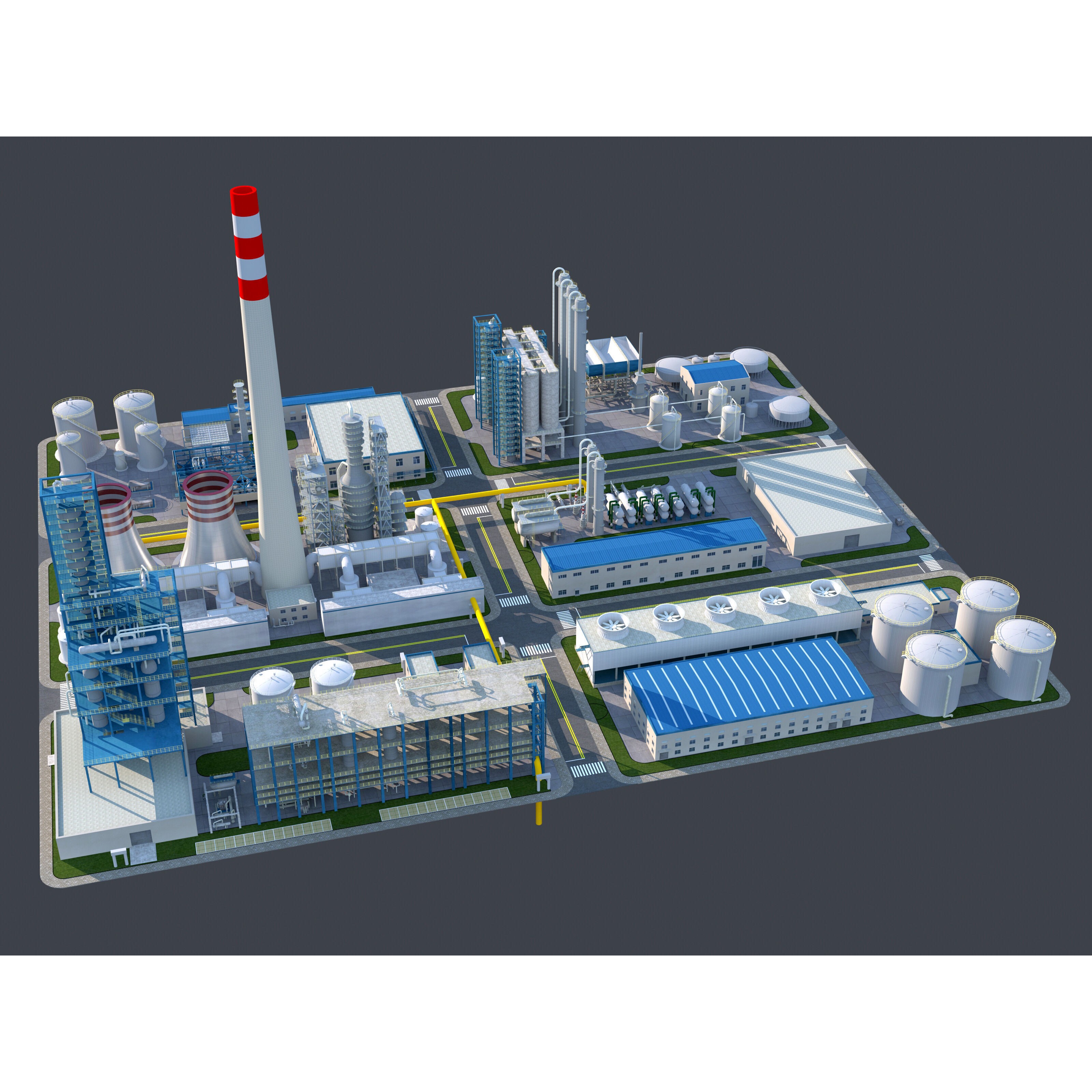Huge Refinery - Game-Ready 3D Model - View 4
