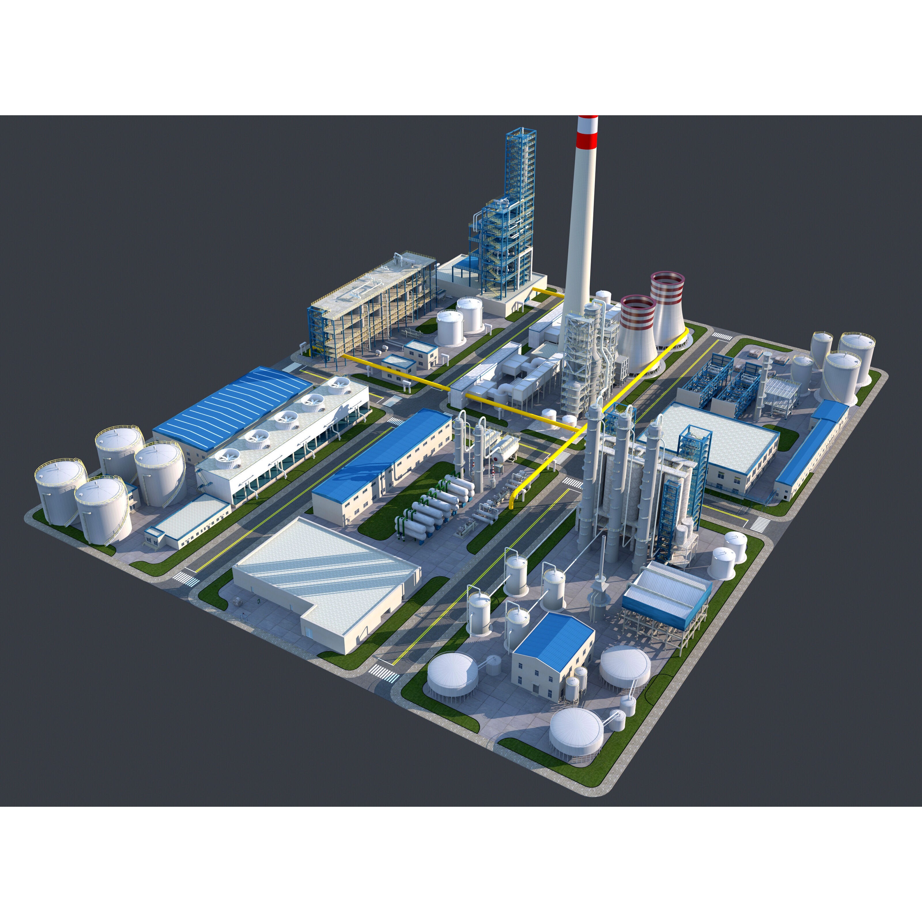 Huge Refinery - Game-Ready 3D Model - View 5