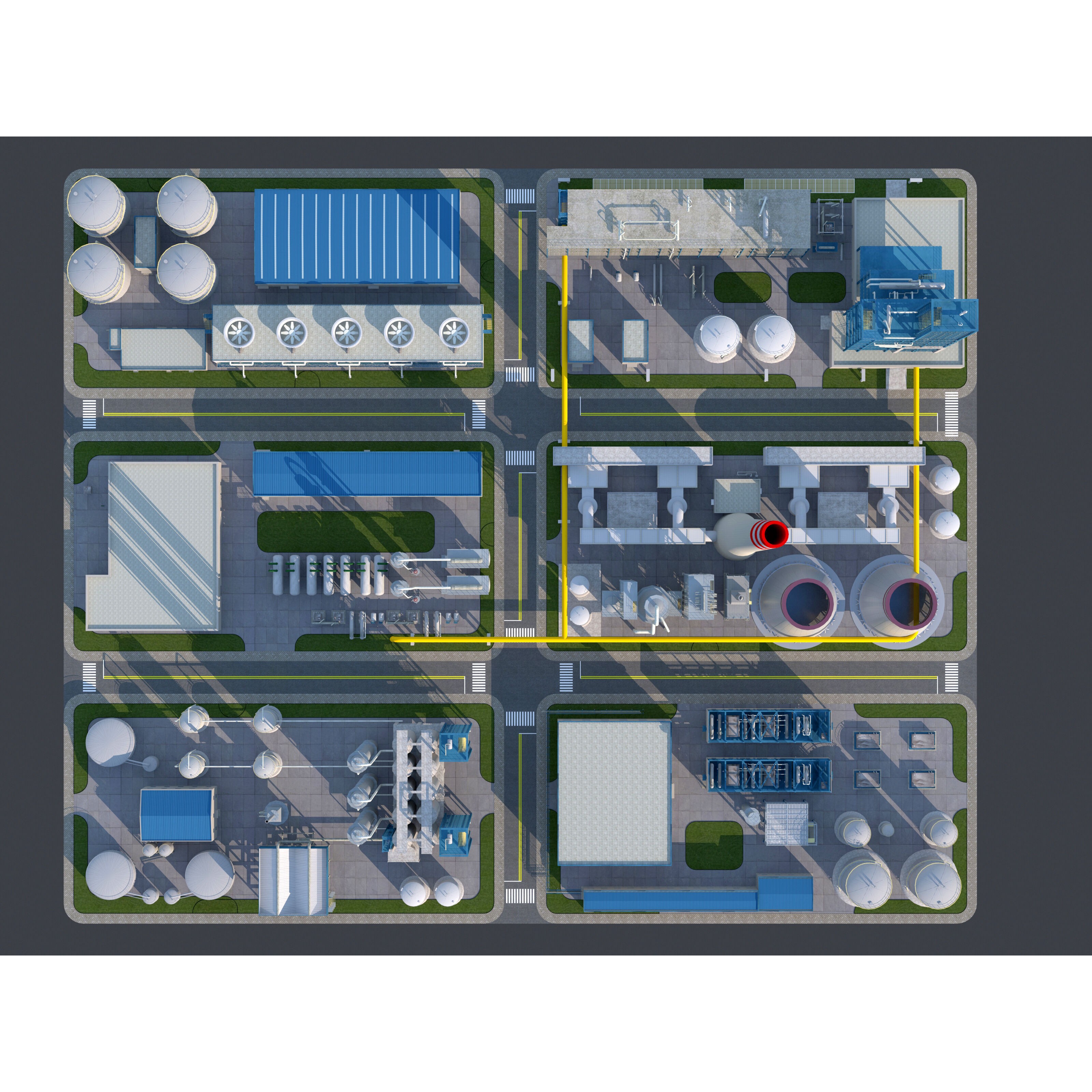 Huge Refinery - Game-Ready 3D Model - View 8