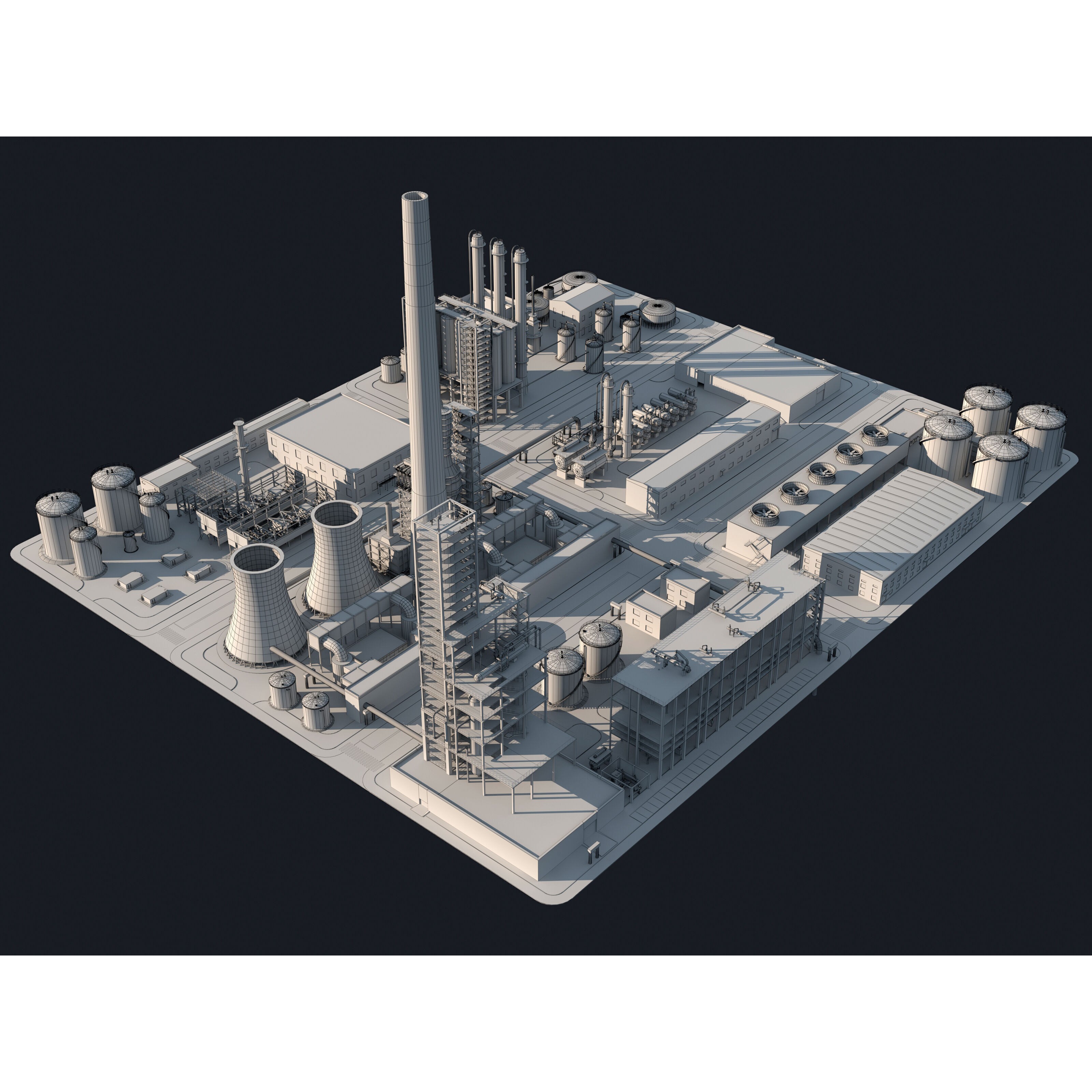 Huge Refinery - Game-Ready 3D Model - View 9