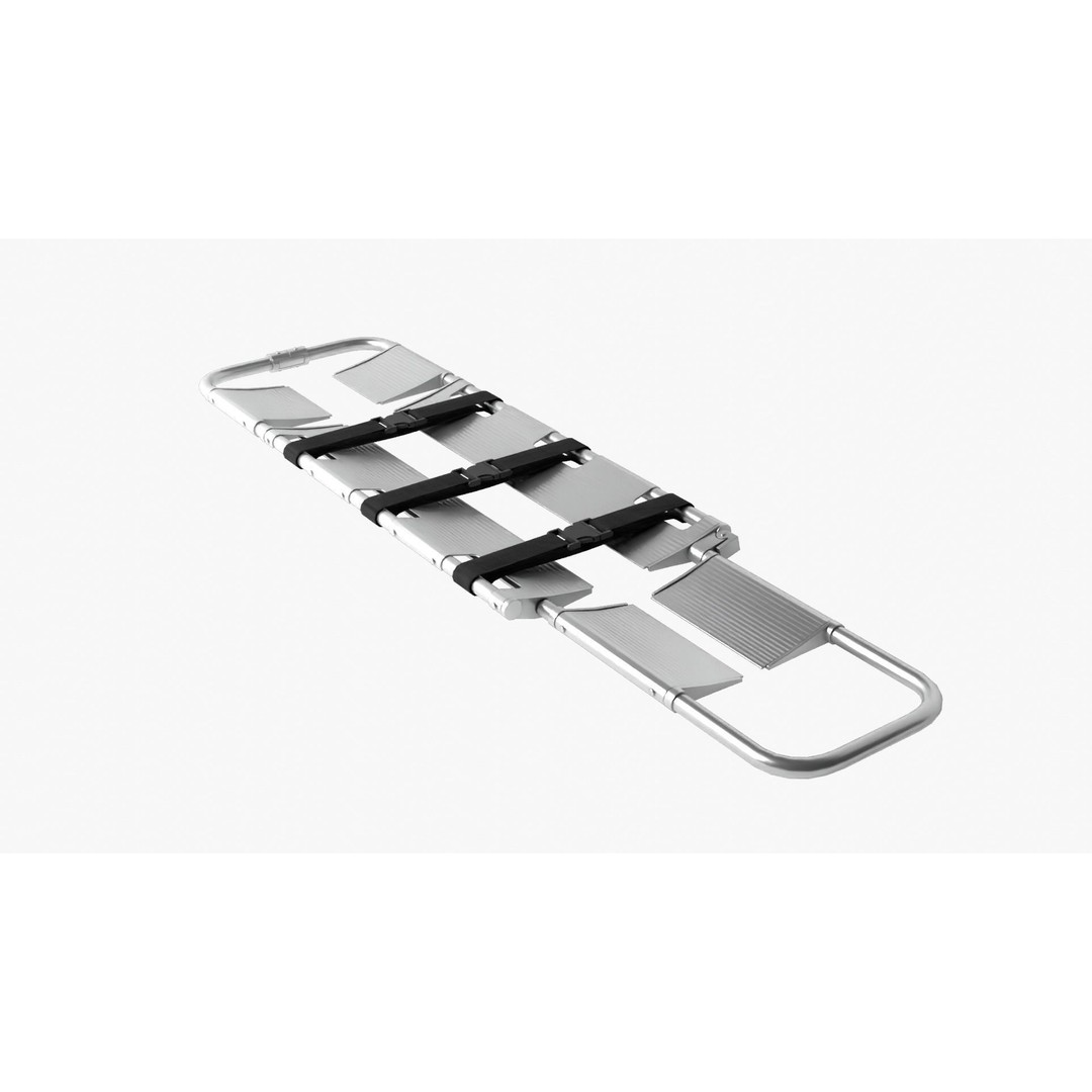 Scoop Stretcher 3D Model – Low Poly Medical Asset, FBX, OBJ - View 12