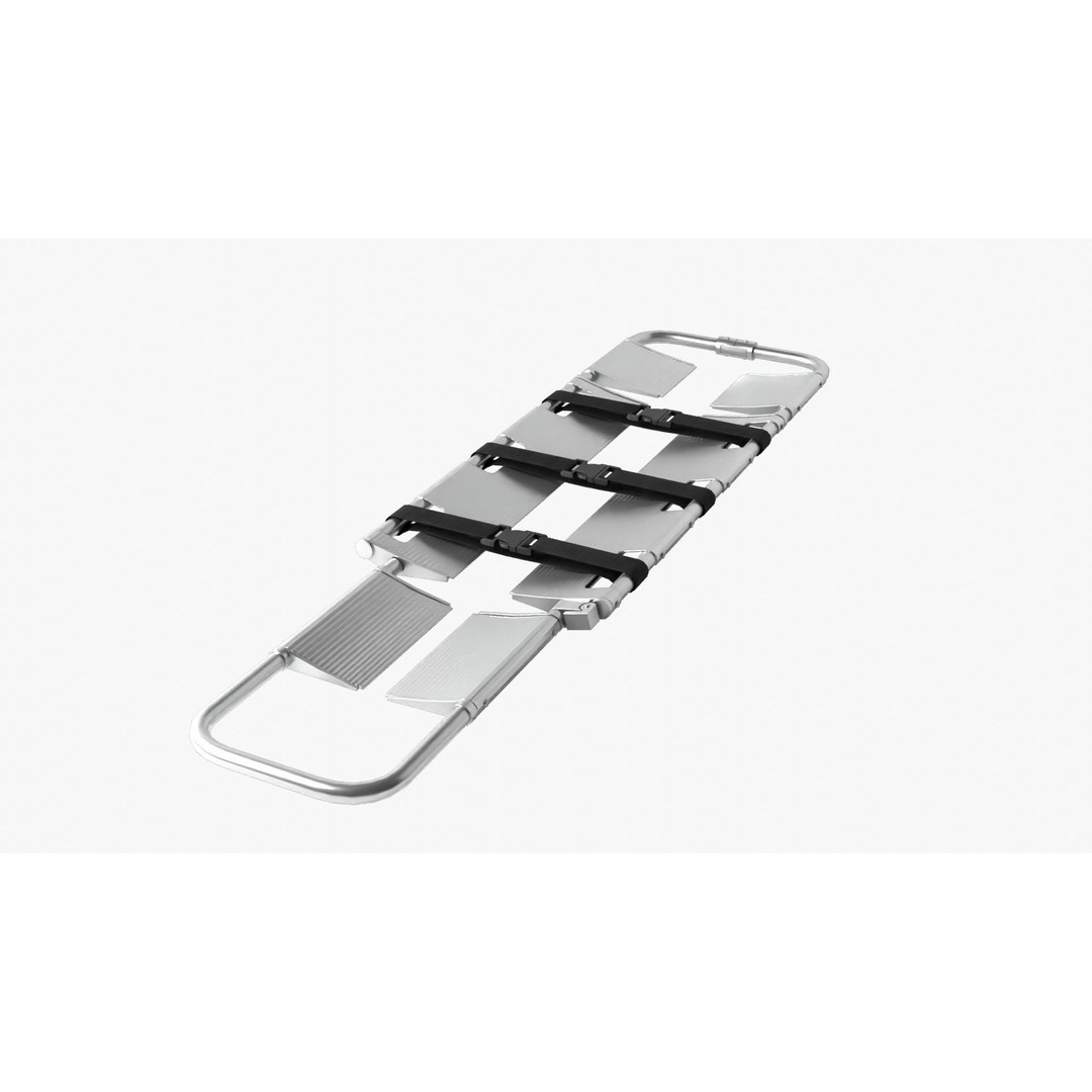 Scoop Stretcher 3D Model – Low Poly Medical Asset, FBX, OBJ - View 14