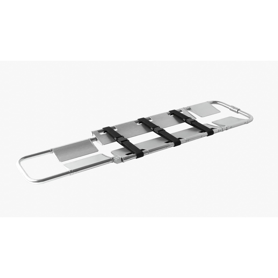 Scoop Stretcher 3D Model – Low Poly Medical Asset, FBX, OBJ - View 3