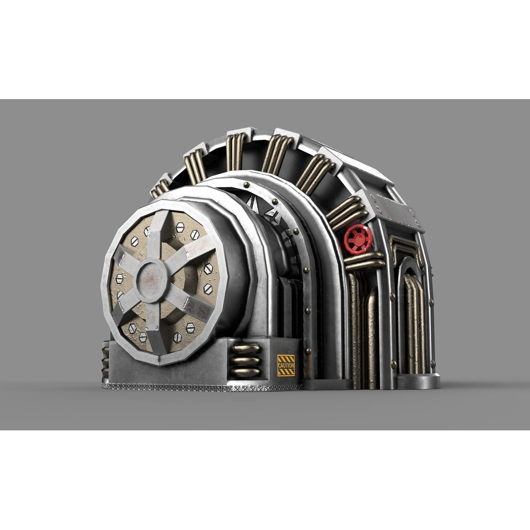 Industrial Generator 3D Model – Low Poly Game Asset, PBR Textures - View 3