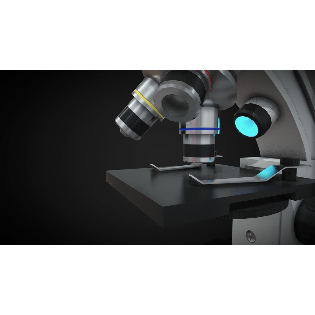 Invert Light Microscope 3D Model – Low Poly PBR Rigged Asset, FBX - View 3