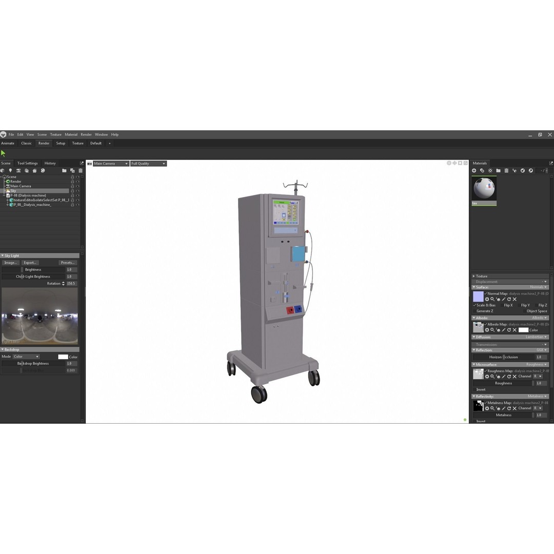 Dialysis Machine 3D Model – Low Poly Medical Device, FBX, PBR - View 25