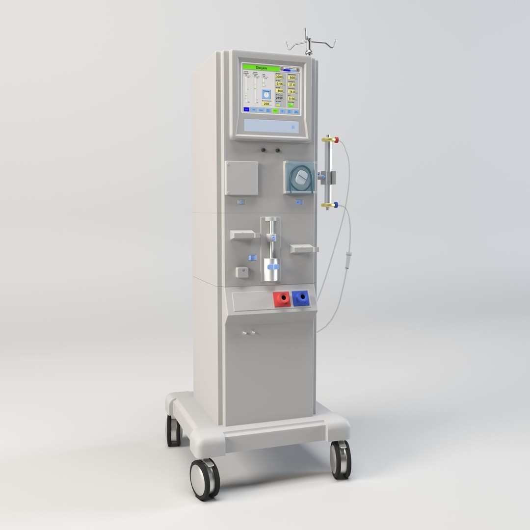Dialysis Machine 3D Model – Low Poly Medical Device, FBX, PBR - View 3