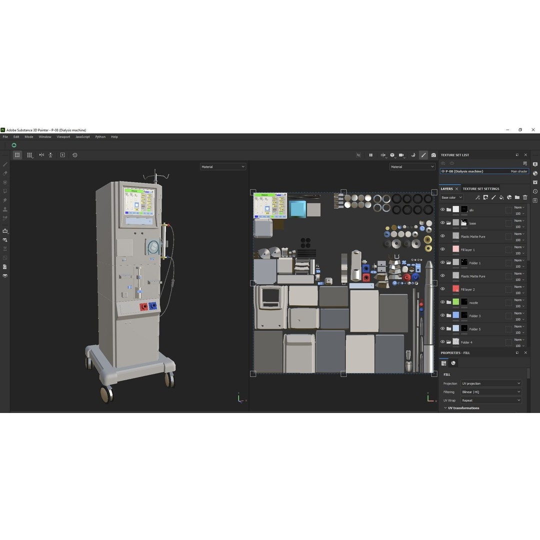 Dialysis Machine 3D Model – Low Poly Medical Device, FBX, PBR - View 7