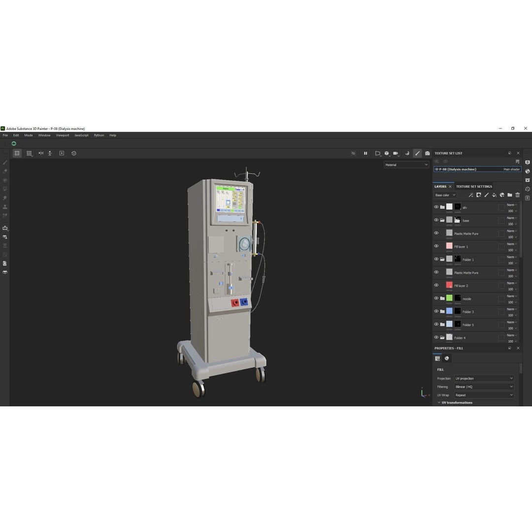 Dialysis Machine 3D Model – Low Poly Medical Device, FBX, PBR - View 8