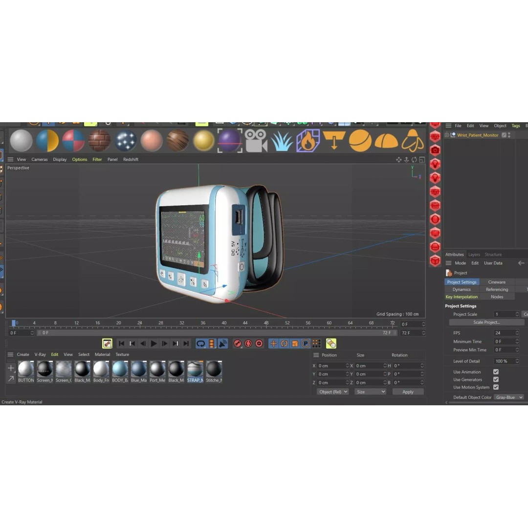 Wrist Patient Monitor 3D Model – Medical Device, PBR Textures, FBX - View 10