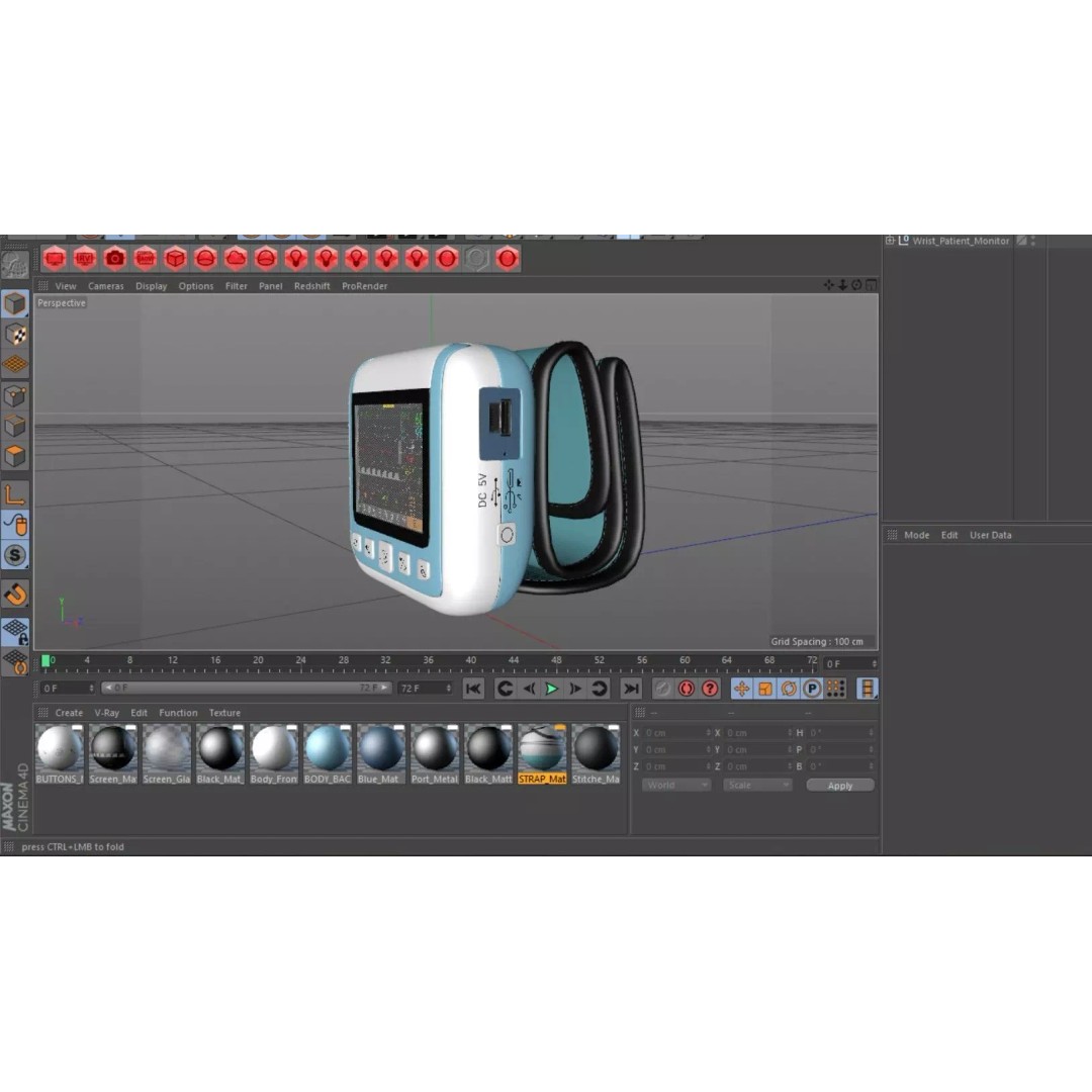 Wrist Patient Monitor 3D Model – Medical Device, PBR Textures, FBX - View 9