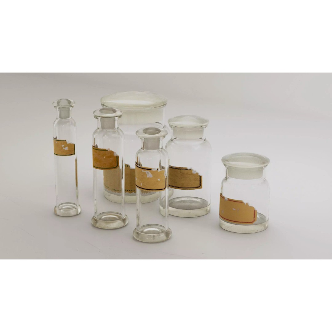 Alchemical Bottles 3D Model – Realistic Lab Set with PBR Textures - View 2