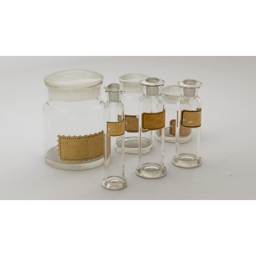 Alchemical Bottles 3D Model – Realistic Lab Set with PBR Textures - View 4