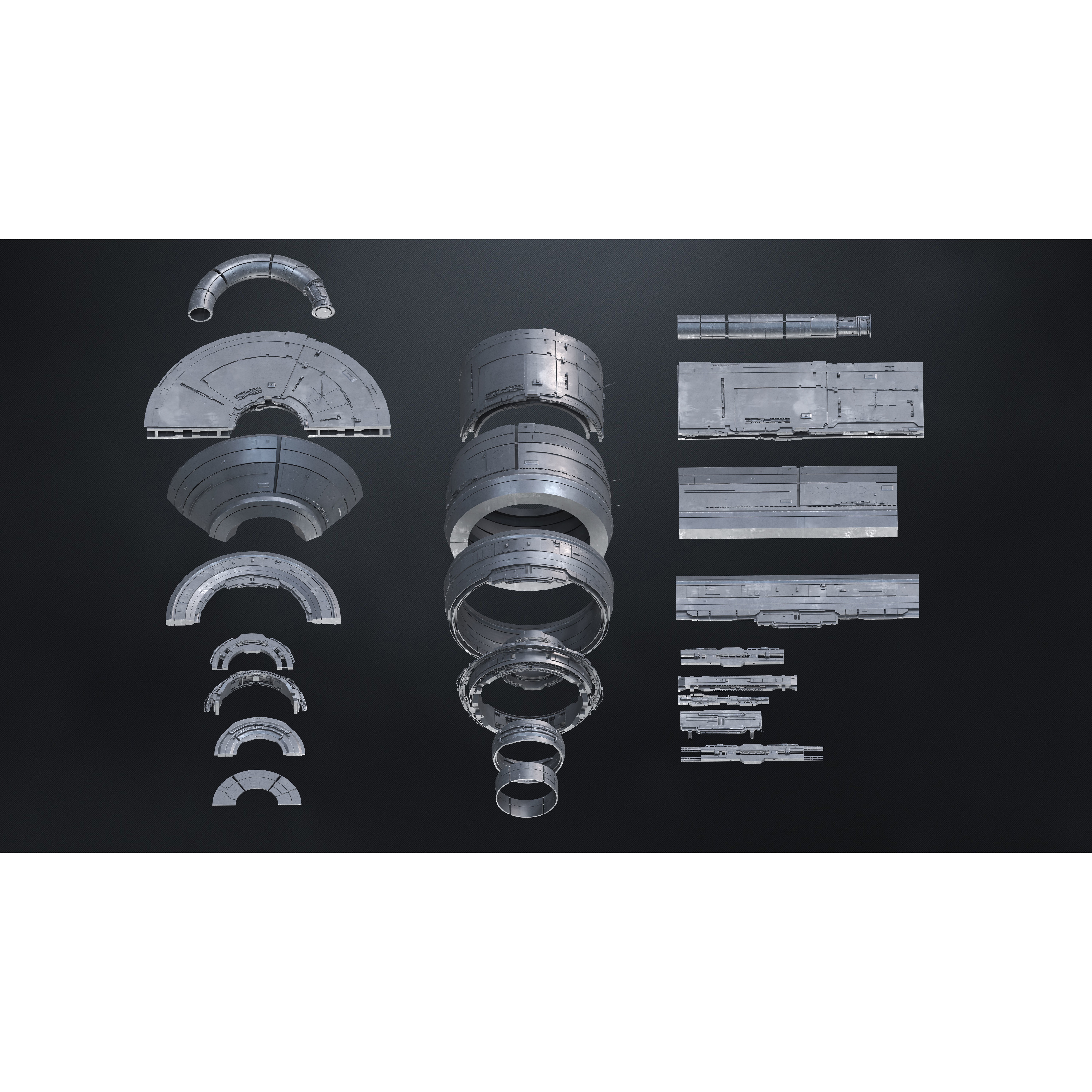 25 SUB-D Megascale Architectural Kitbash Elements - 3D Model - View 3
