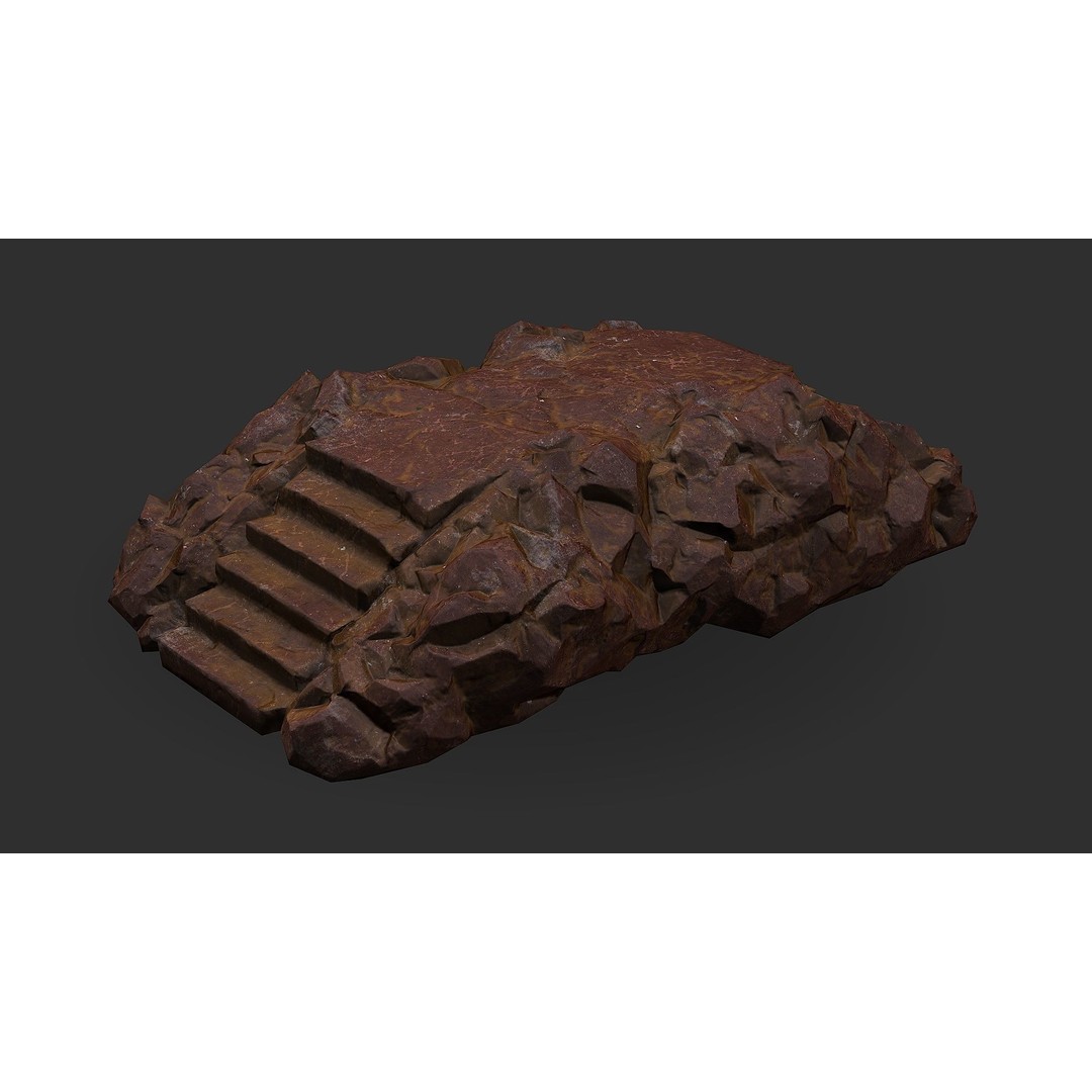 Stone Staircase 3D Model – Low Poly PBR Game Asset, FBX, OBJ - View 10