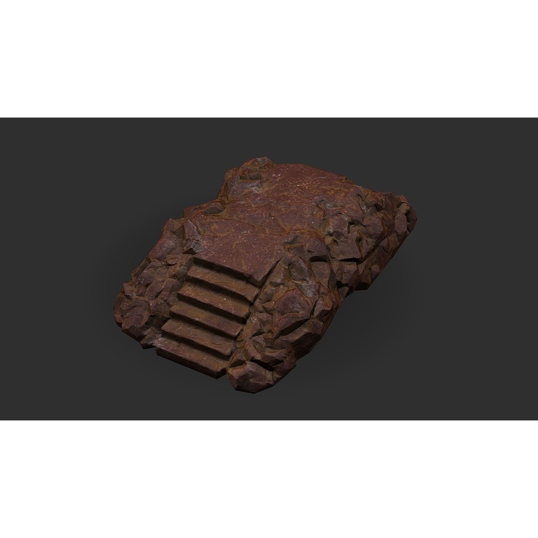 Stone Staircase 3D Model – Low Poly PBR Game Asset, FBX, OBJ - View 11