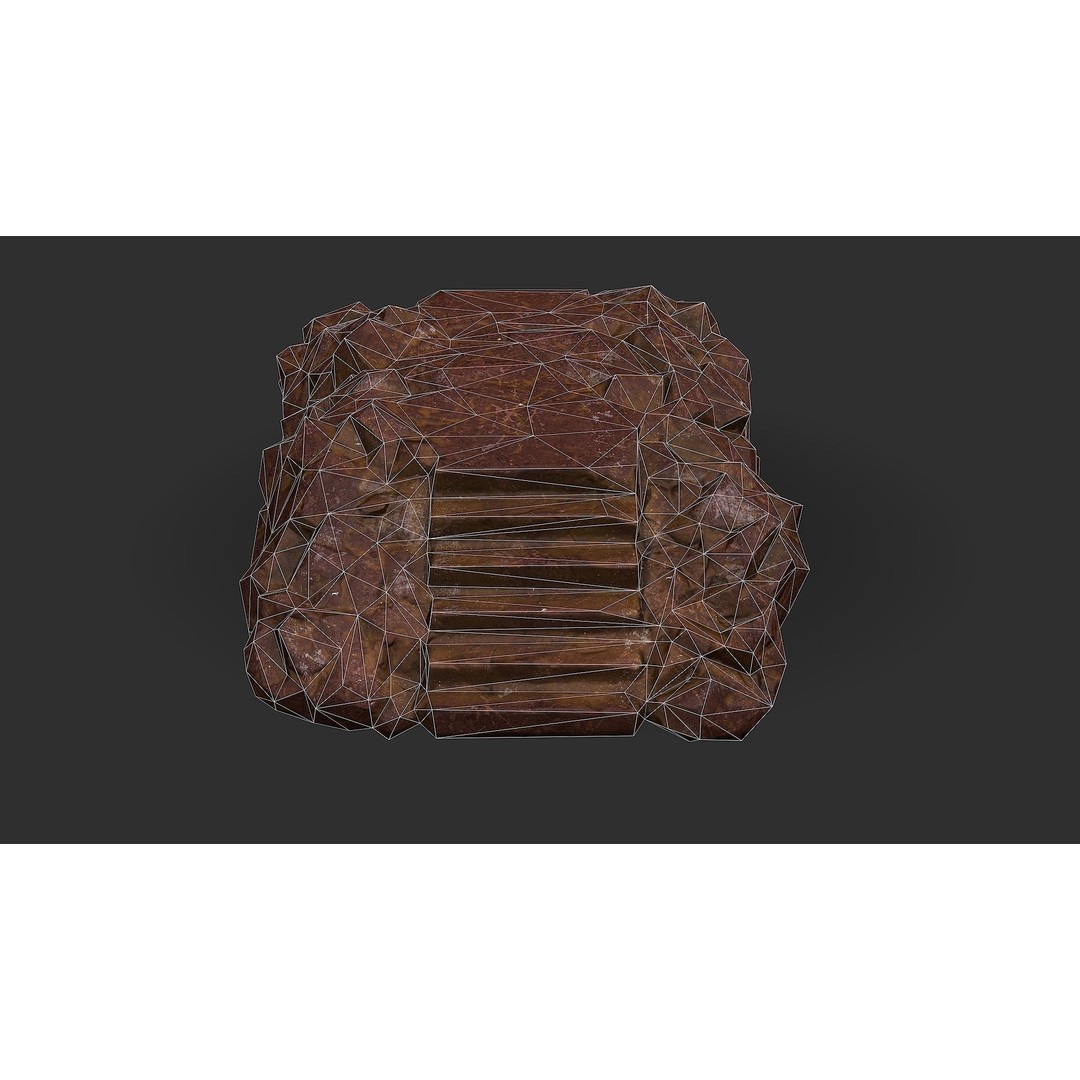 Stone Staircase 3D Model – Low Poly PBR Game Asset, FBX, OBJ - View 14