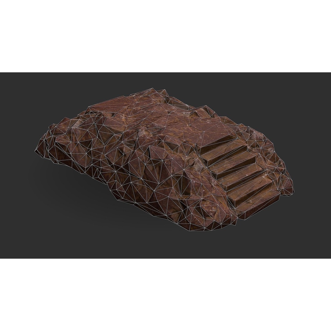 Stone Staircase 3D Model – Low Poly PBR Game Asset, FBX, OBJ - View 15