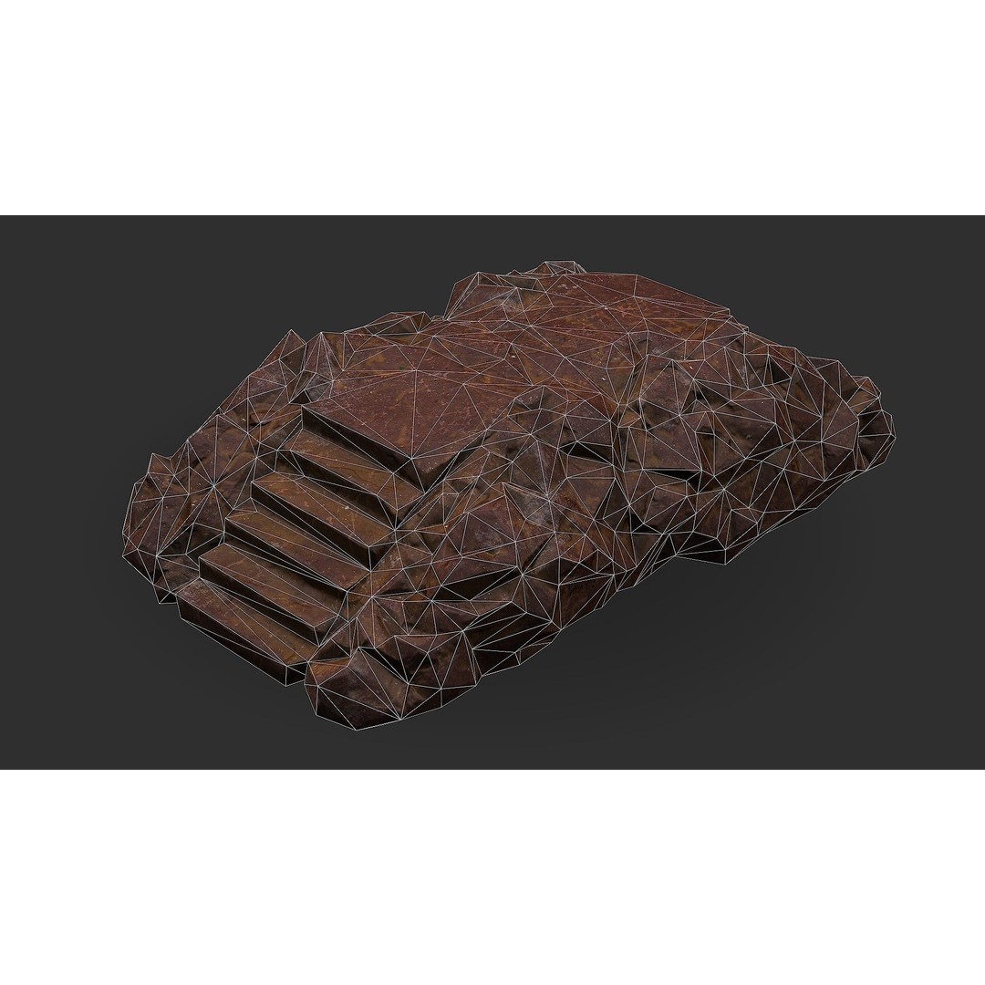 Stone Staircase 3D Model – Low Poly PBR Game Asset, FBX, OBJ - View 17
