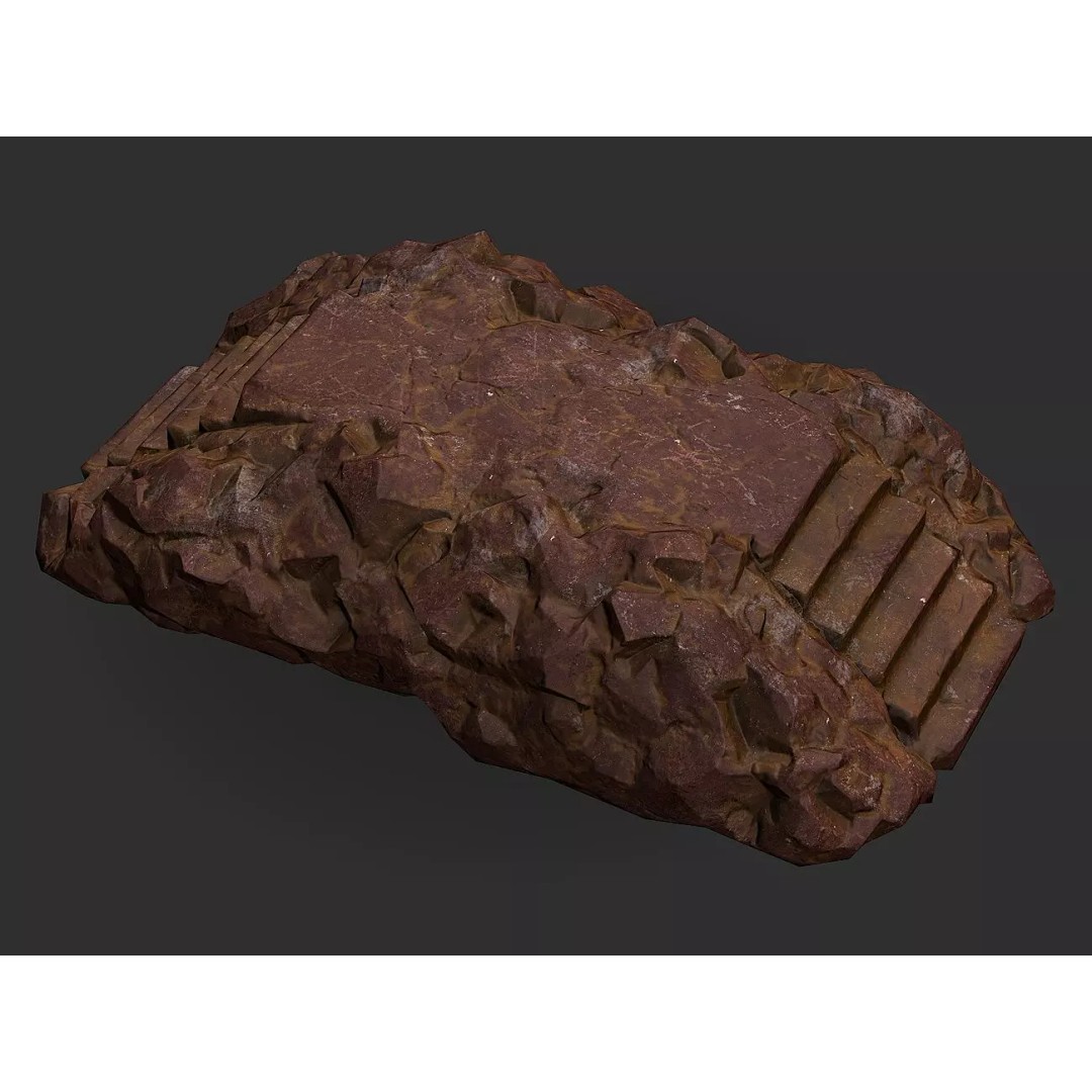Stone Staircase 3D Model – Low Poly PBR Game Asset, FBX, OBJ - View 2