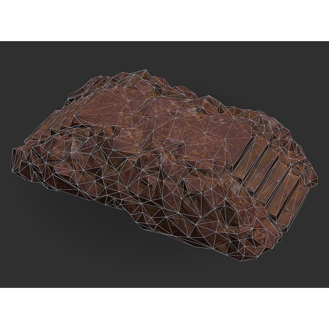 Stone Staircase 3D Model – Low Poly PBR Game Asset, FBX, OBJ - View 3