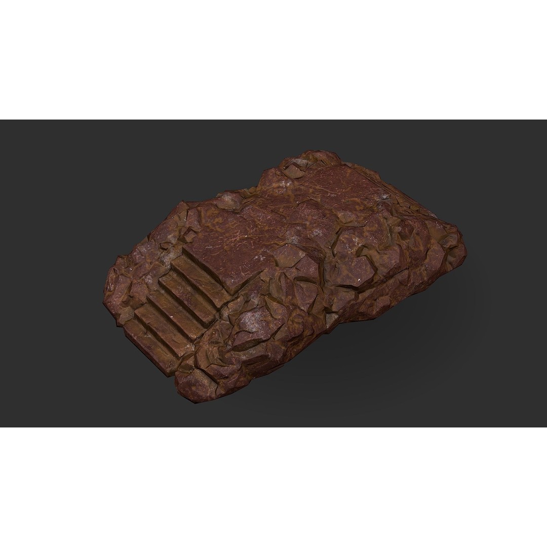Stone Staircase 3D Model – Low Poly PBR Game Asset, FBX, OBJ - View 4