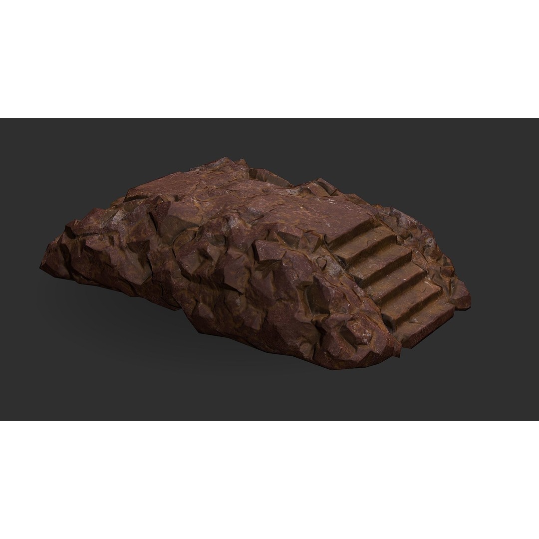 Stone Staircase 3D Model – Low Poly PBR Game Asset, FBX, OBJ - View 5