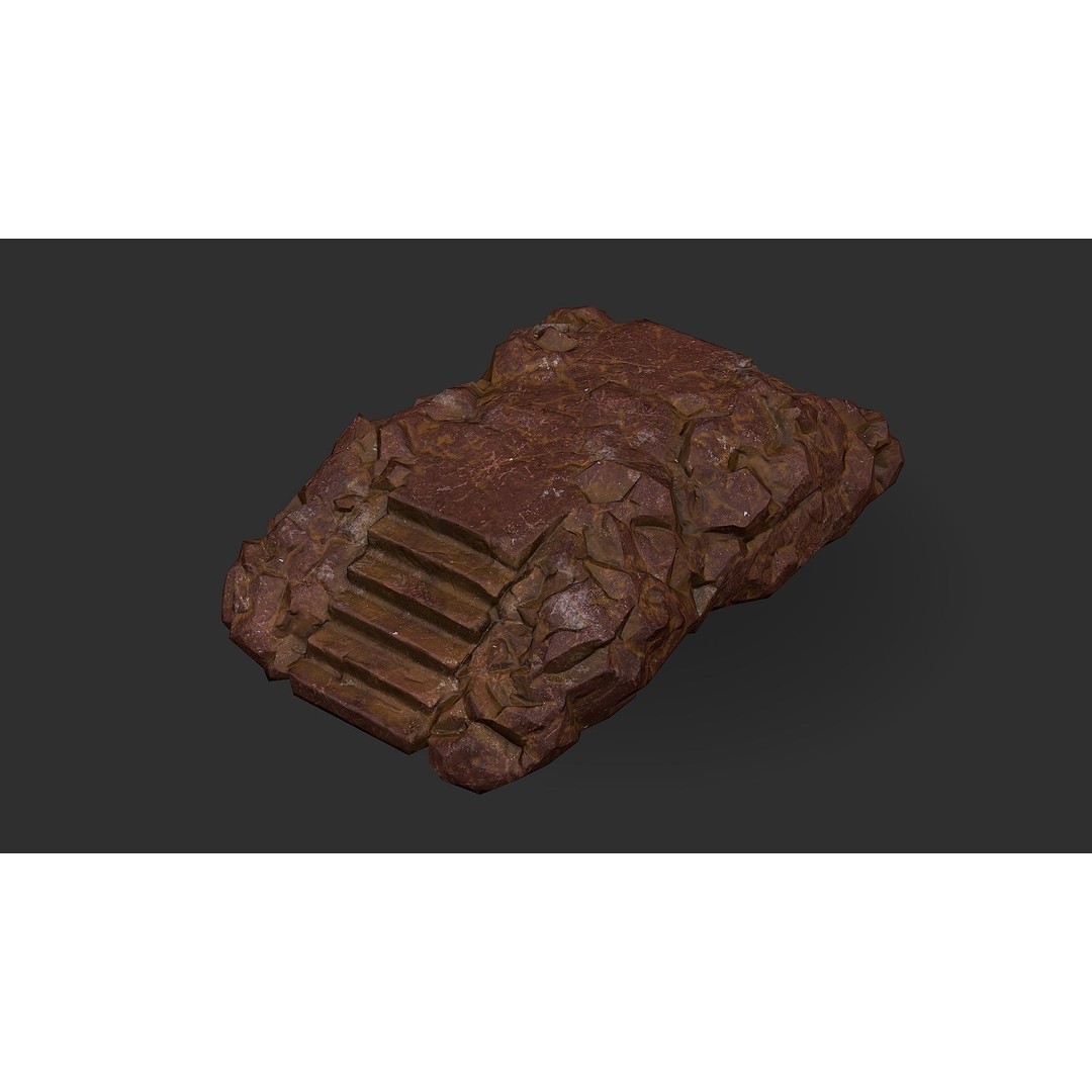 Stone Staircase 3D Model – Low Poly PBR Game Asset, FBX, OBJ - View 6