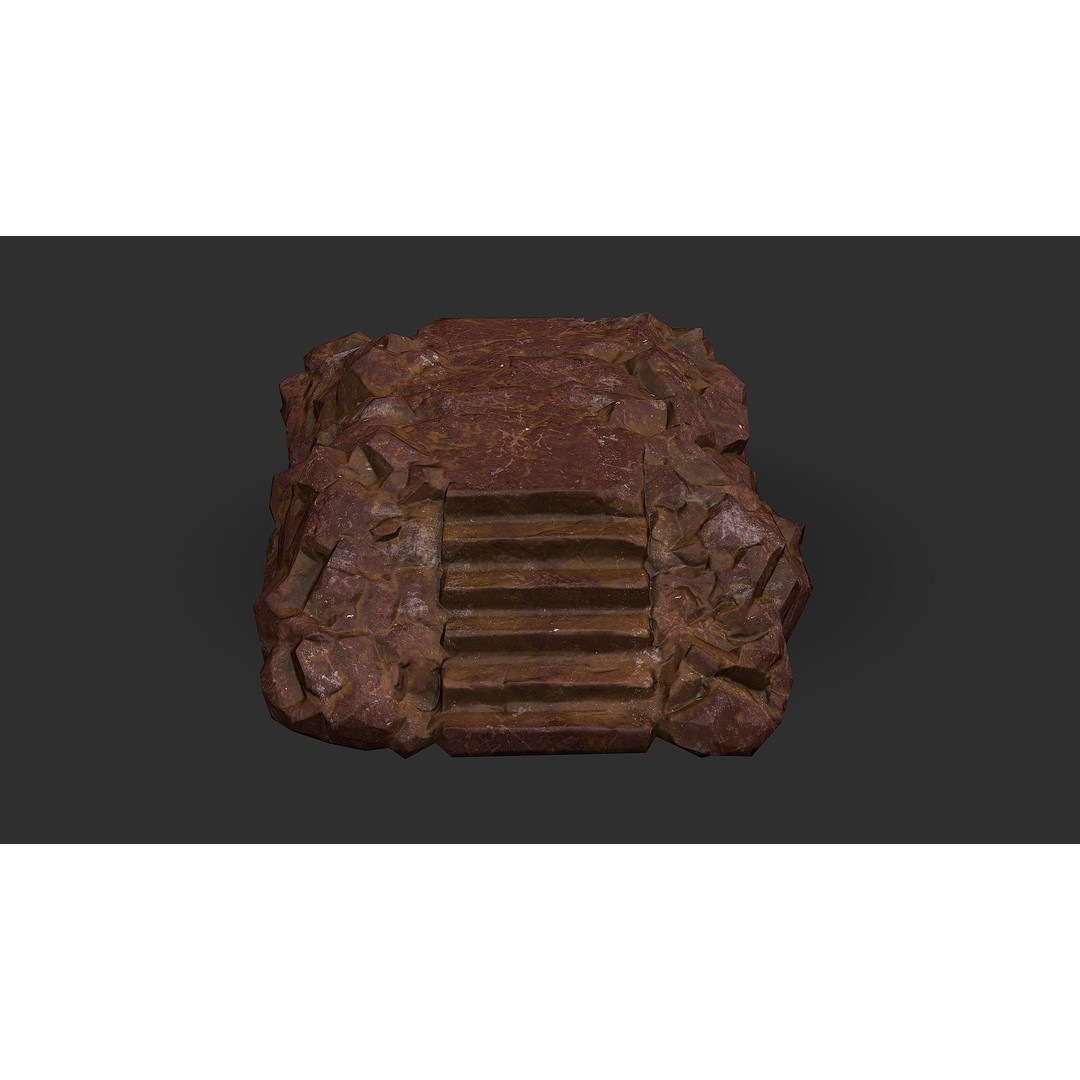 Stone Staircase 3D Model – Low Poly PBR Game Asset, FBX, OBJ - View 7