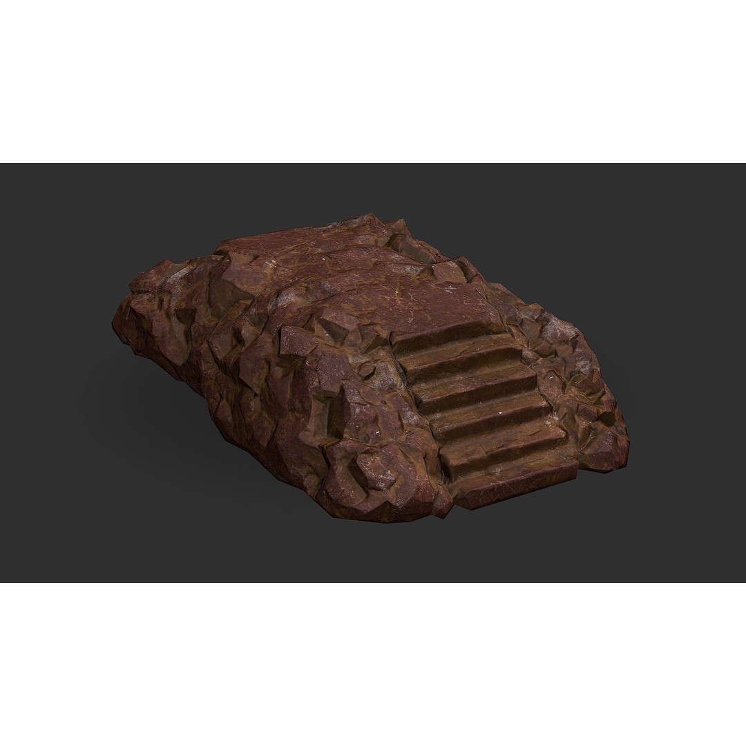 Stone Staircase 3D Model – Low Poly PBR Game Asset, FBX, OBJ - View 8