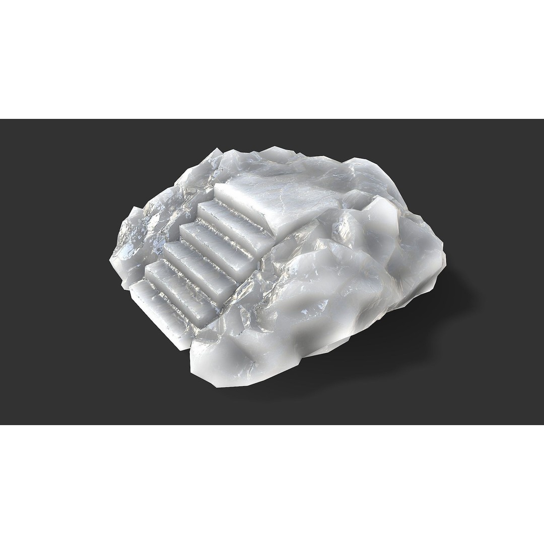 Stone Stairs 3D Model – Low Poly PBR Game Asset, FBX, OBJ - View 4