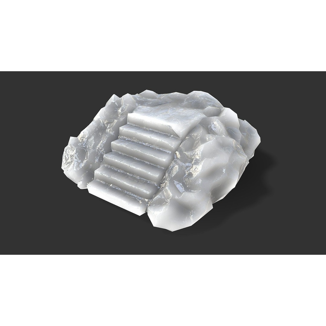 Stone Stairs 3D Model – Low Poly PBR Game Asset, FBX, OBJ - View 5