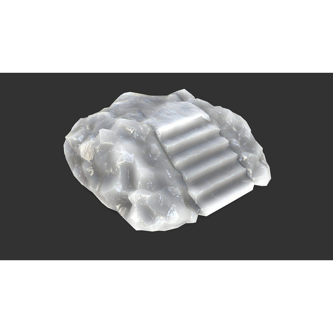 Stone Stairs 3D Model – Low Poly PBR Game Asset, FBX, OBJ - View 7