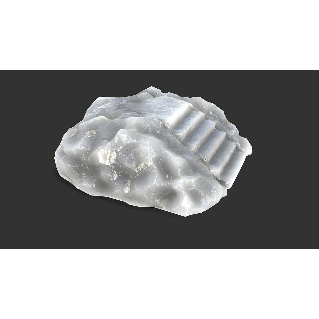 Stone Stairs 3D Model – Low Poly PBR Game Asset, FBX, OBJ - View 8