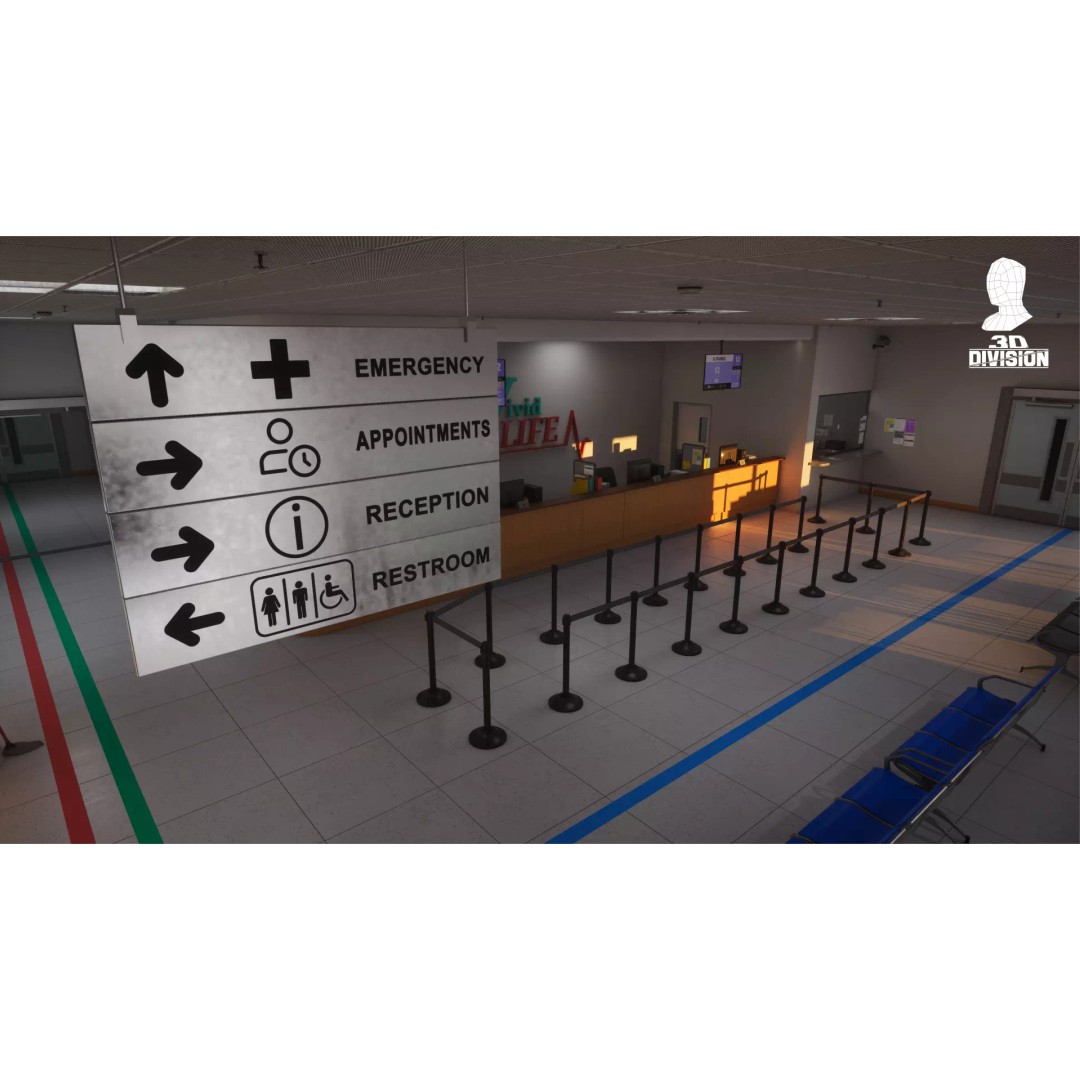 Modern Hospital Reception 3D Model – Low Poly PBR Game Asset, Unreal Engine - View 12