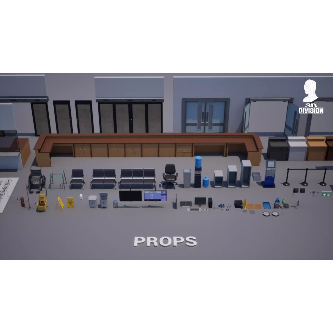 Modern Hospital Reception 3D Model – Low Poly PBR Game Asset, Unreal Engine - View 15