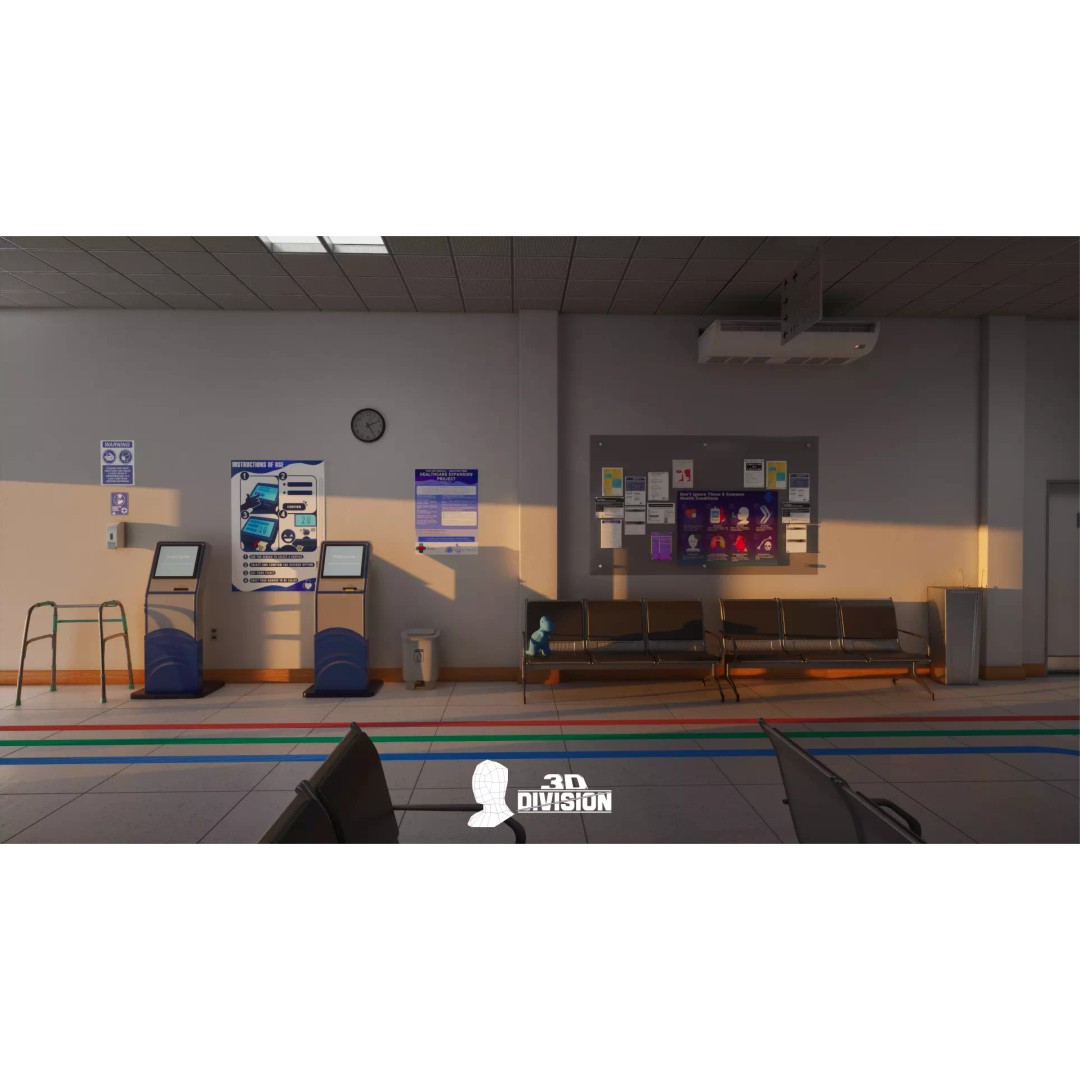 Modern Hospital Reception 3D Model – Low Poly PBR Game Asset, Unreal Engine - View 3