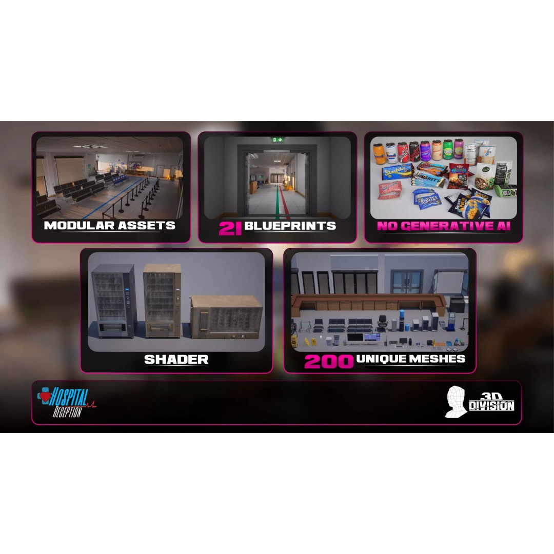 Modern Hospital Reception 3D Model – Low Poly PBR Game Asset, Unreal Engine - View 6