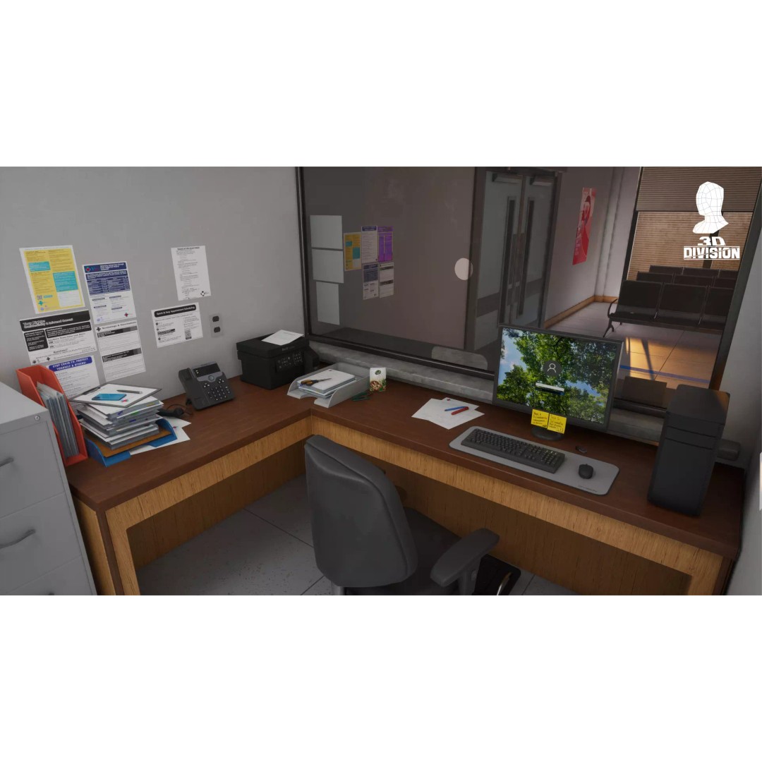 Modern Hospital Reception 3D Model – Low Poly PBR Game Asset, Unreal Engine - View 7