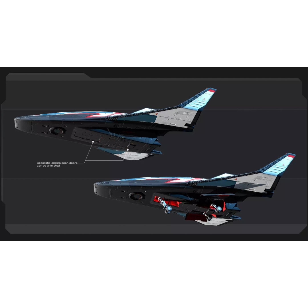ARES 8 Shuttle 3D Model – Low Poly Spacecraft, FBX, PBR Textures - View 13