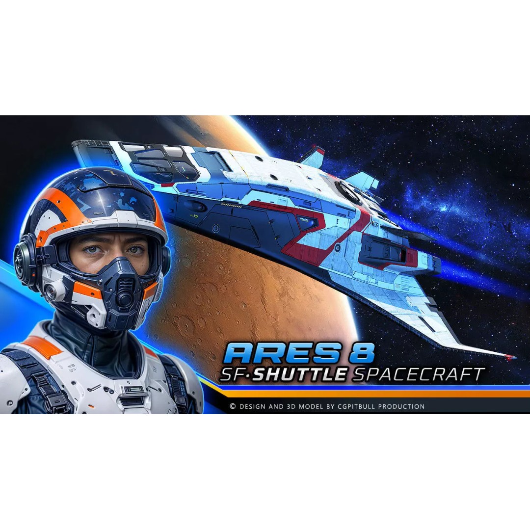 ARES 8 Shuttle 3D Model – Low Poly Spacecraft, FBX, PBR Textures - View 2