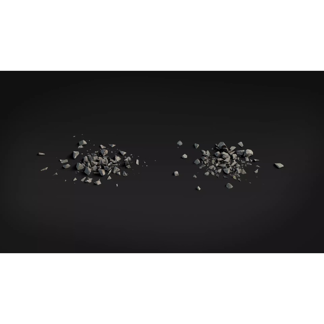 Broken Concrete Rubble Pack 3D Model – Low Poly Game Ready Assets, PBR - View 15