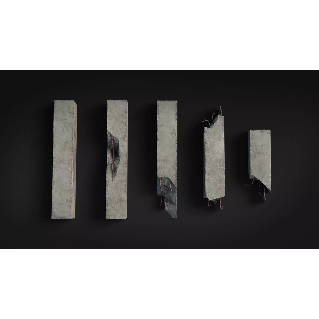 Broken Concrete Rubble Pack 3D Model – Low Poly Game Ready Assets, PBR - View 6